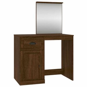 vidaXL Dressing Table with Mirror Brown Oak 90x50x132.5 cm