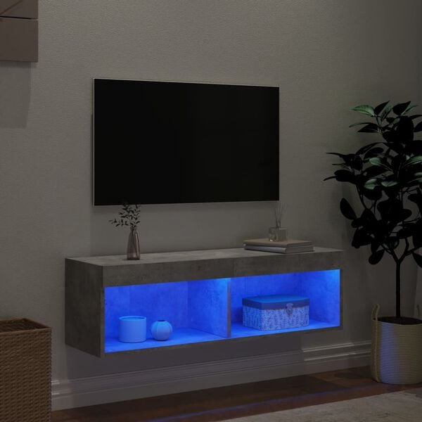 vidaXL TV Cabinet with LED Lights Concrete Grey 100x30x30 cm