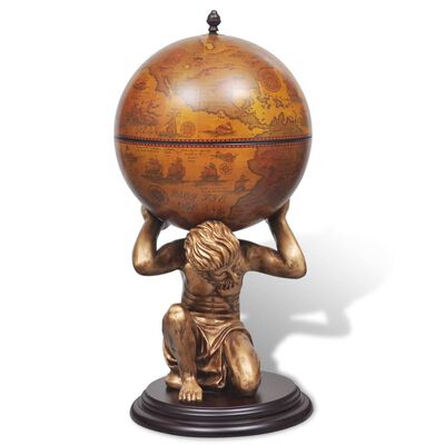 vidaXL Globe Bar Wine Stand Atlas Design 42x42x85 cm
