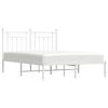 vidaXL Metal Bed Frame without Mattress with Headboard White 140x200cm