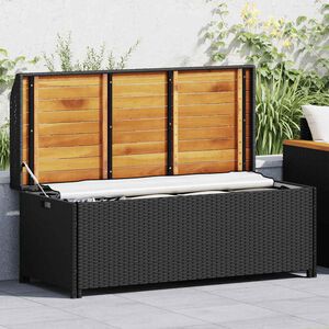 vidaXL Garden Storage Bench 120 cm Poly Rattan Black