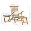 vidaXL Garden Deck Chair with Footrest and Table Solid Teak Wood