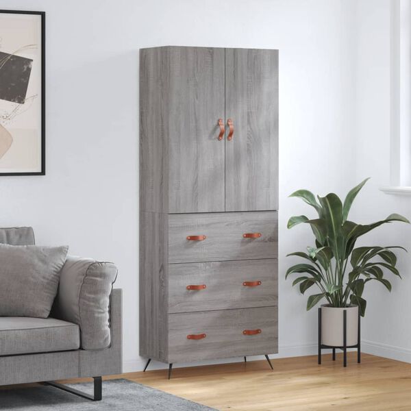 vidaXL Highboard Grey Sonoma 69.5x34x180 cm Engineered Wood