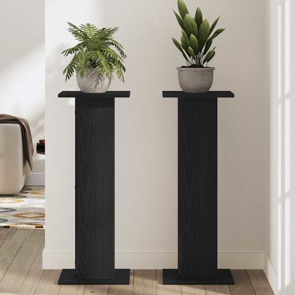vidaXL Plant Stand 2 pcs Black Oak 30 x 30 x 80 cm Engineered wood