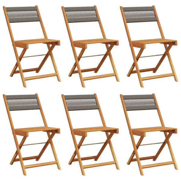 vidaXL Folding Garden Chairs 6 pcs Grey Solid Wood Acacia