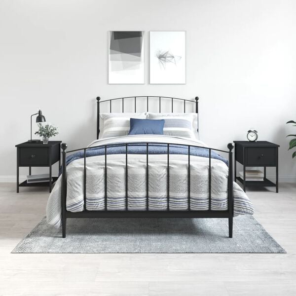 vidaXL Bedside Tables 2 pcs Black 34x35.5x45 cm Engineered Wood