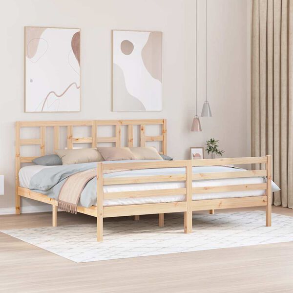vidaXL Bed Frame without Mattress Super King Size Solid Wood