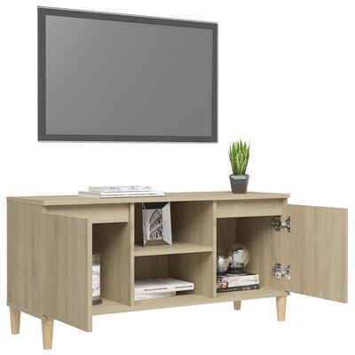vidaXL TV Cabinet with Solid Wood Legs Sonoma Oak 103.5x35x50 cm