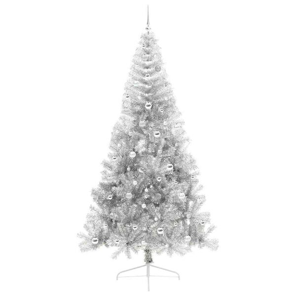 vidaXL Artificial Pre-lit Christmas Tree Silver 240 cm PET