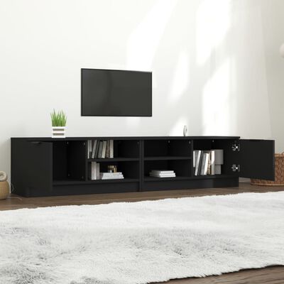 vidaXL TV Cabinets 2 pcs Black 80x35x36.5 cm Engineered Wood