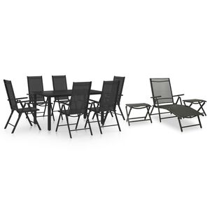 vidaXL 10 Piece Garden Dining Set Black and Anthracite