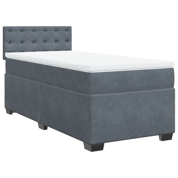 vidaXL Box Spring Bed with Mattress Dark Grey 90x190 cm Velvet