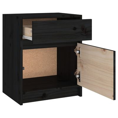 vidaXL Bedside Cabinet Black 40x31x50 cm Solid Pinewood