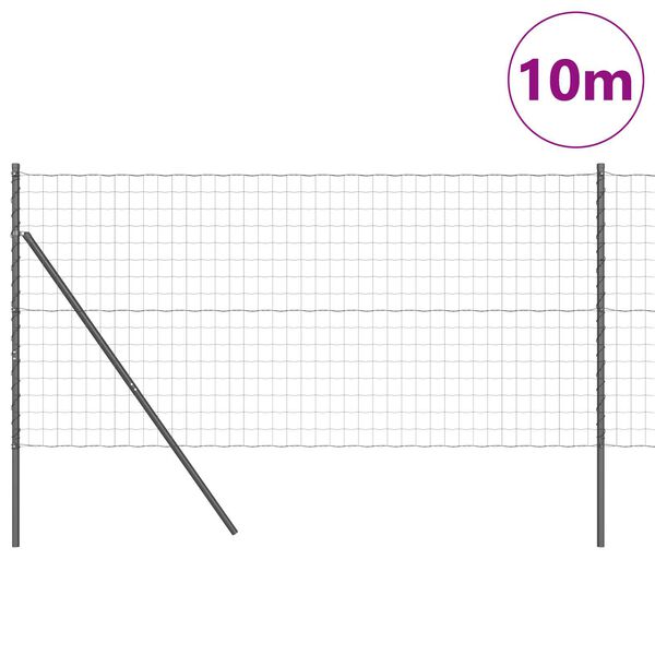 vidaXL Fence with Posts Grey 1 x 10 m Steel