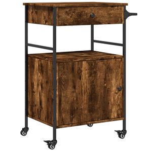 vidaXL Kitchen Trolley Smoked Oak 56x43x89.5 cm Engineered Wood