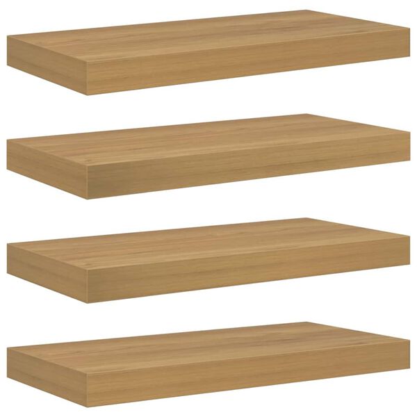vidaXL Wall Shelf 4 pcs Brown 50 x 23 x 4 cm Engineered Wood