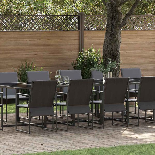 vidaXL Garden Dining Set 13 pcs Black Steel