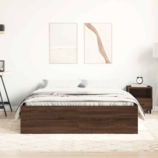 vidaXL Bed Frame without Mattress Brown Oak 120x190 cm Small Double Small Double