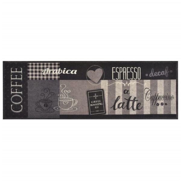 vidaXL Kitchen Rug Washable Coffee Black 60x180 cm Velvet