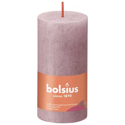 Bolsius Rustic Pillar Candles Shine 8 pcs 100x50 mm Ash Rose