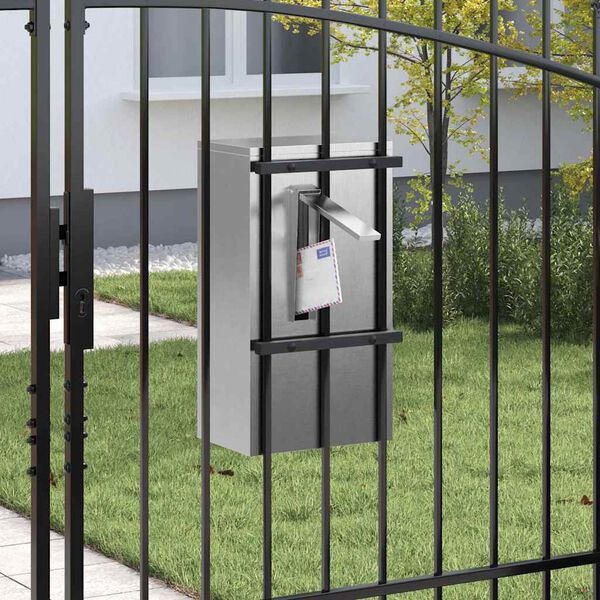 vidaXL Mailbox with Storage Black 30 x 20 x 55 cm Stainless Steel