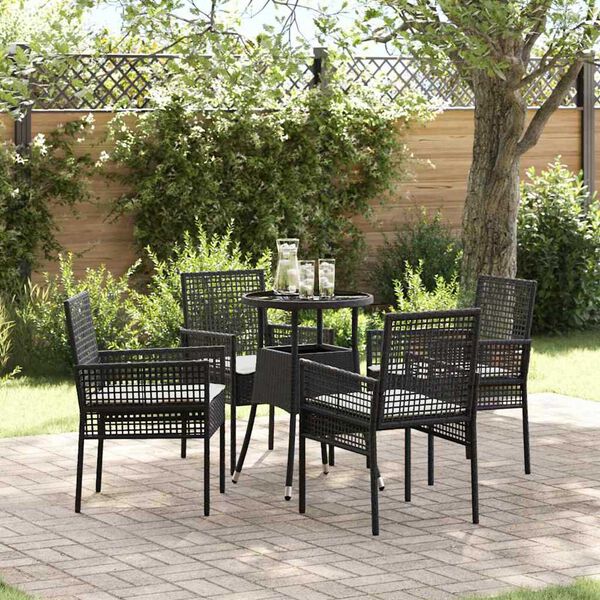 vidaXL Garden Dining Set 5 pcs Black Poly rattan