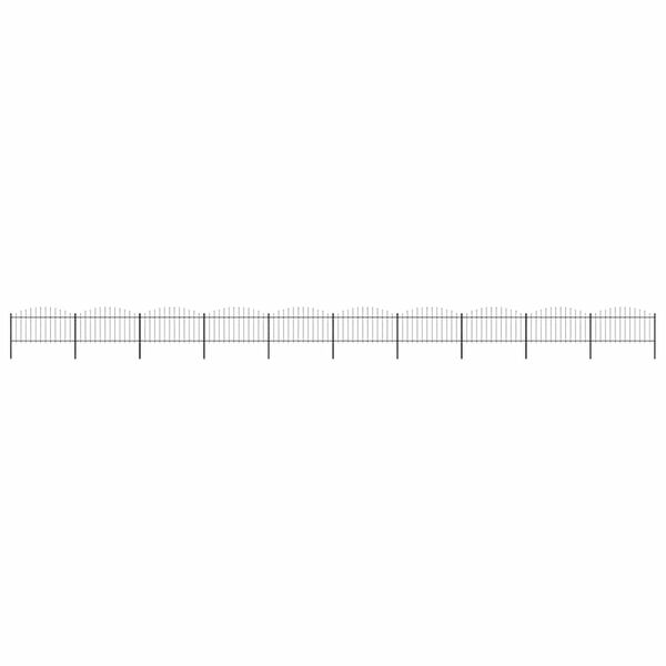 vidaXL Garden Fence with Spear Top Steel 1781.5x150 cm Black