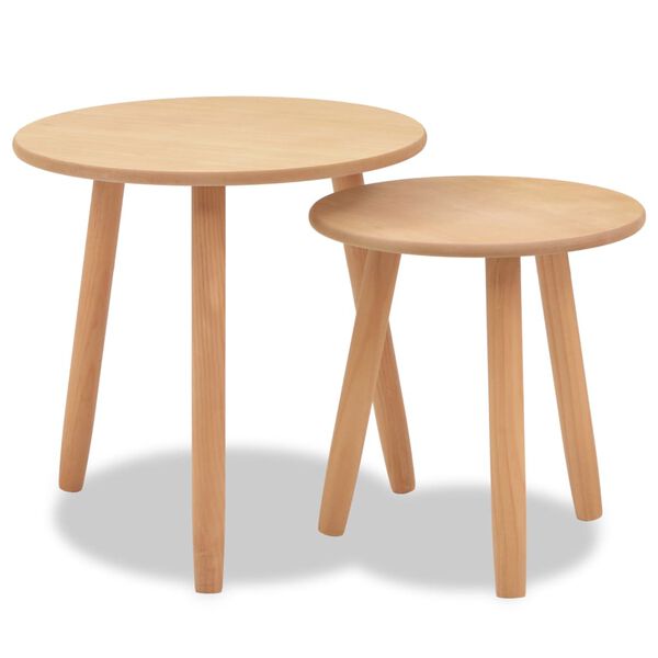 vidaXL Side Table Set 2 Pieces Solid Pinewood Brown
