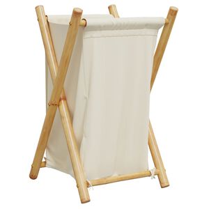 vidaXL Laundry Basket Cream White 41,5x36x63,5 cm Bamboo