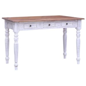 vidaXL Desk with Drawers White 117x57x75 cm Solid Mahogany Wood