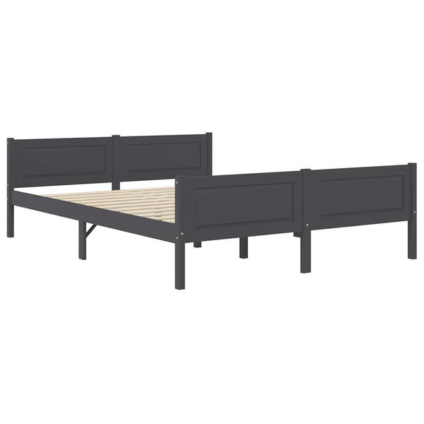 vidaXL Bed Frame without Mattress Dark Grey Solid Wood Pine 140x200 cm (322127+321990)