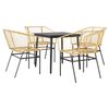 vidaXL 5 Piece Garden Dining Set Brown Poly Rattan Glass