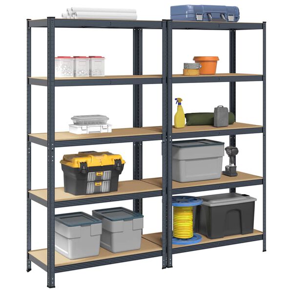vidaXL 5-Layer Storage Shelves 2 pcs Anthracite Steel&Engineered Wood