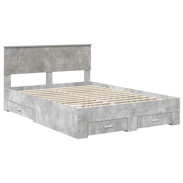 vidaXL Bed Frame Concrete Grey 160 x 200 cm Engineered Wood