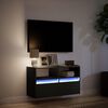 vidaXL TV Wall Cabinet with LED Lights Black 80x31x45 cm