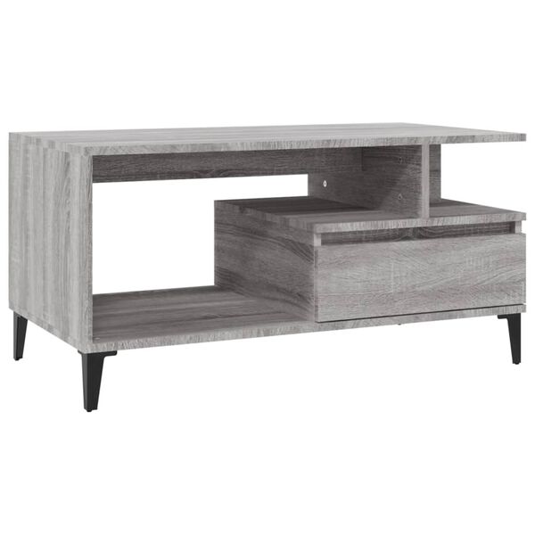 vidaXL Coffee Table Grey Sonoma 90x49x45 cm Engineered Wood