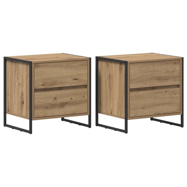 vidaXL Bedside Table with Drawer 2 pcs Artisian Oak 50 x 39.5 x 50 cm