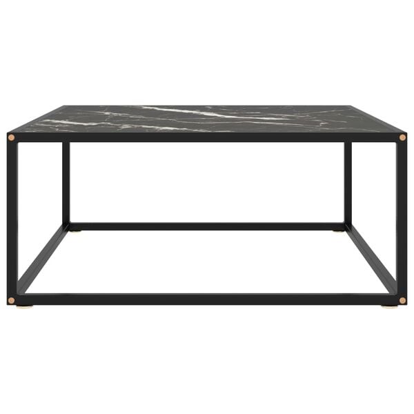 vidaXL Coffee Table Black with Black Marble Glass 80x80x35 cm