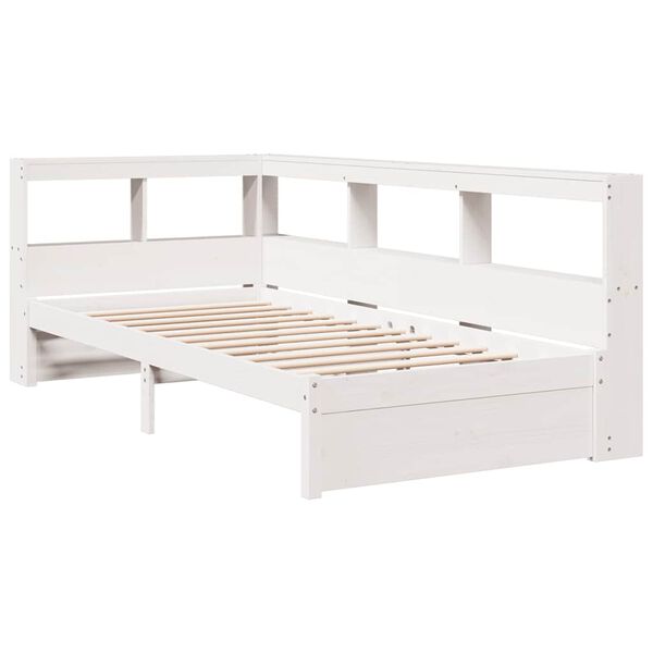 vidaXL Bookcase Bed without Mattress White 90x200 cm Solid Wood Pine