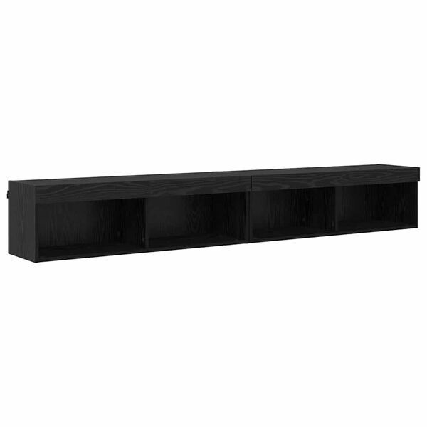 vidaXL TV Wall Cabinets Panama 2 pcs Black Oak 100 x 30 x 30 cm