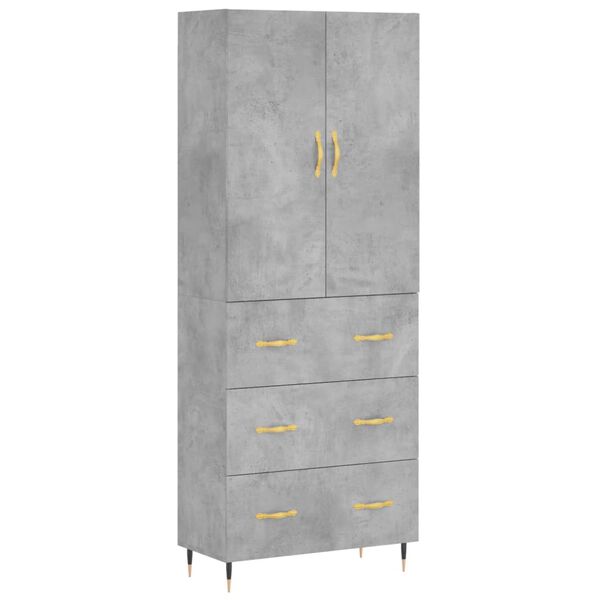 vidaXL Highboard Concrete Grey 69.5x34x180 cm Engineered Wood