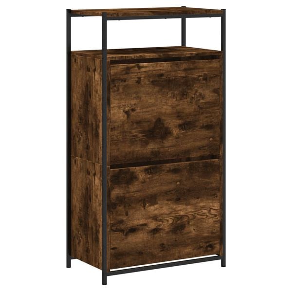 vidaXL Shoe Cabinet Smoked Oak 60x34x112 Engineered Wood