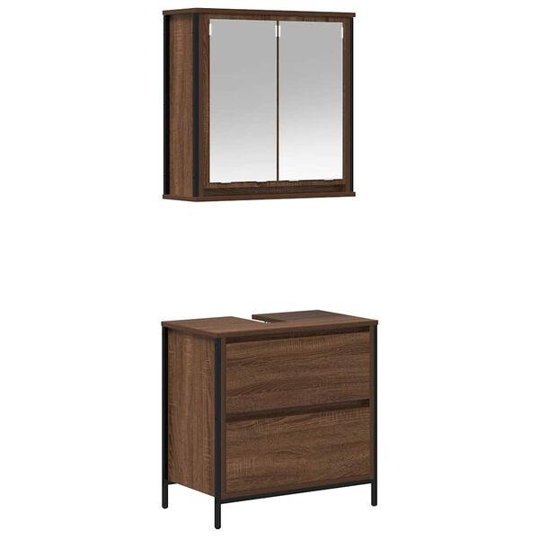 vidaXL 2 Piece Bathroom Furniture Set Brown Oak Engineered Wood