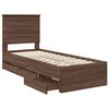 vidaXL Bed Frame with Drawer Brown Oak 75 x 190 cm Engineer Wood