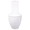 vidaXL WC Ceramic Toilet Bathroom Round Toilet Bottom Water Flow White