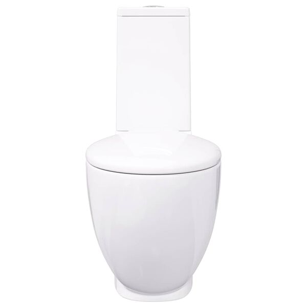 vidaXL WC Ceramic Toilet Bathroom Round Toilet Bottom Water Flow White