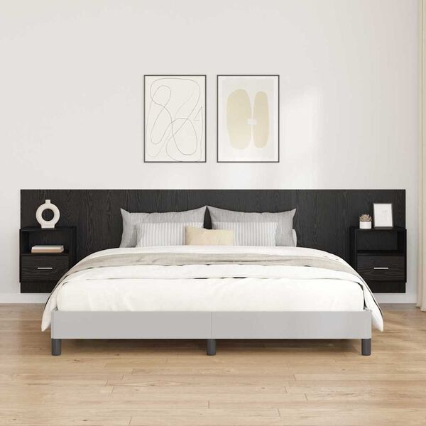 vidaXL Headboard with Cabinet 3 pcs Black Oak Engineered Wood