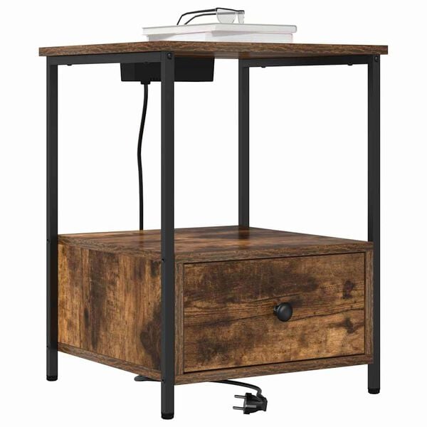 vidaXL Bedside Cabinet Smoked Oak 42 x 41 x 56 cm Engineered Wood