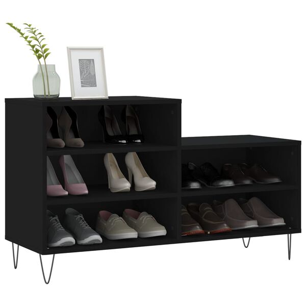 vidaXL Shoe Cabinet Black 102x36x60 cm Engineered Wood