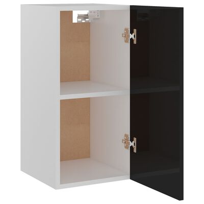 vidaXL Hanging Cabinet High Gloss Black 29.5x31x60 cm Engineered Wood